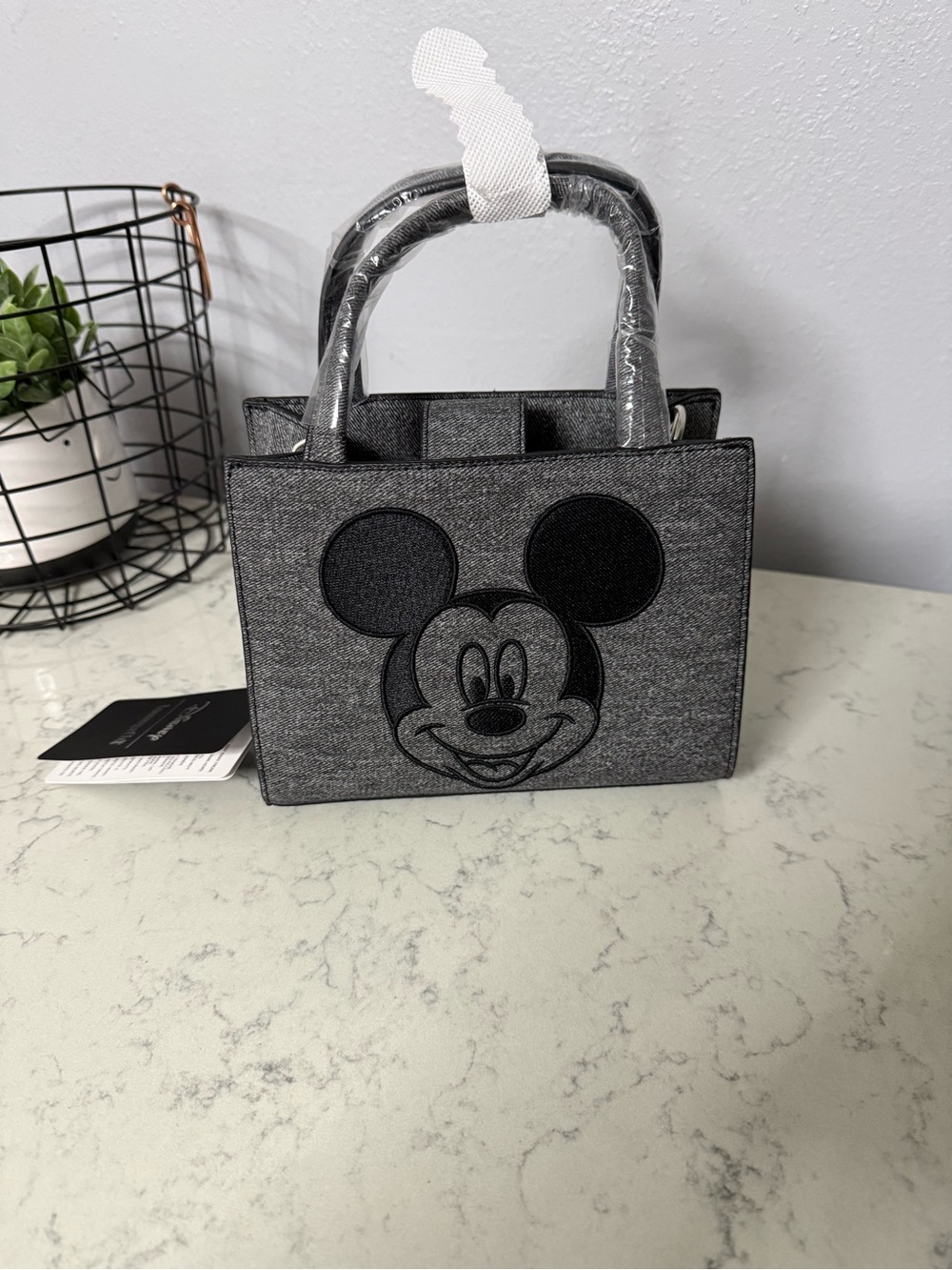 Disney Black and Gray Mini Tote with Mickey Face